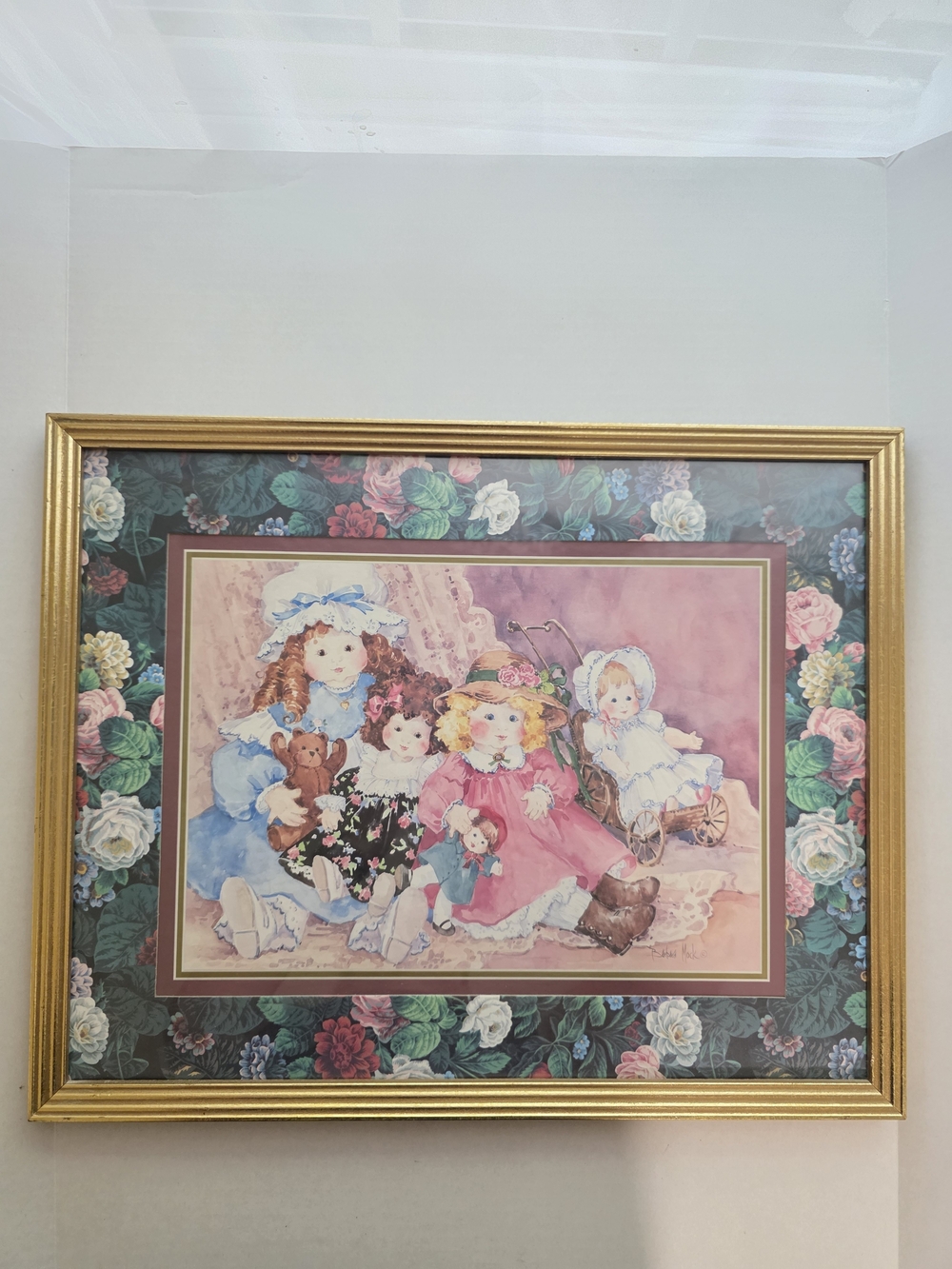 Vintage Home Interiors Barbara Mock Victorian Dolls Framed Print Wall Art